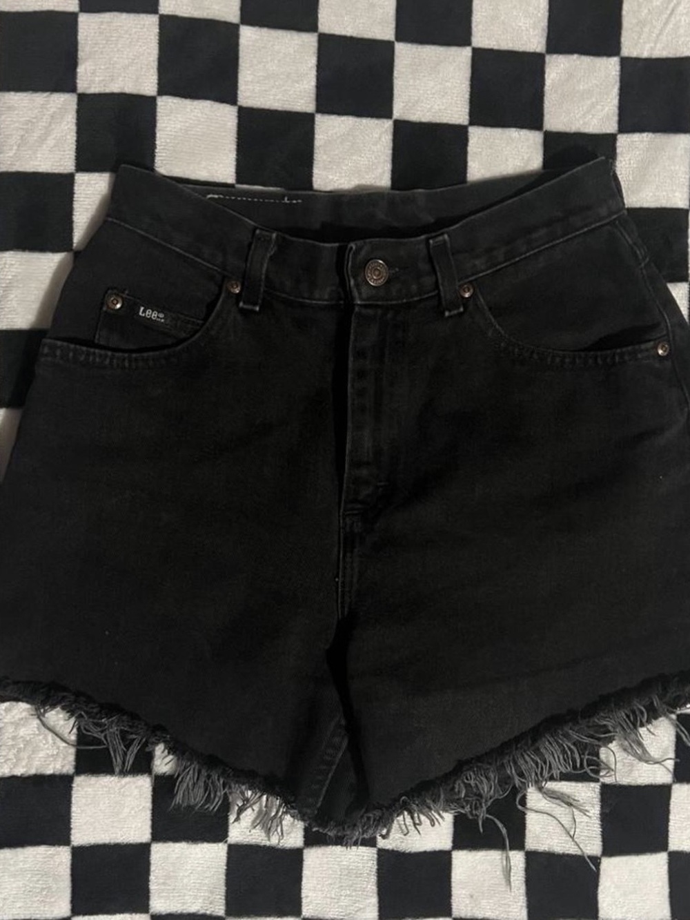 Lee Black Frayed Jean Shorts